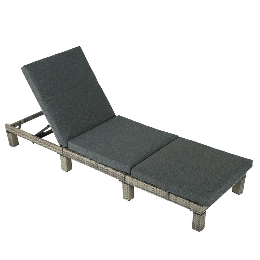 Sunbed Grey Rattan with Adjustable Recline - Furniture