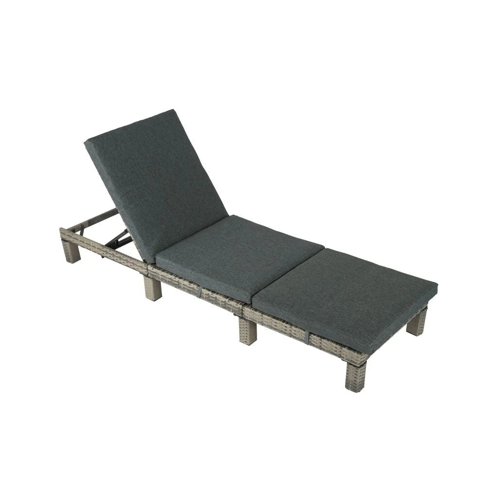 Sunbed Grey Rattan with Adjustable Recline - Furniture
