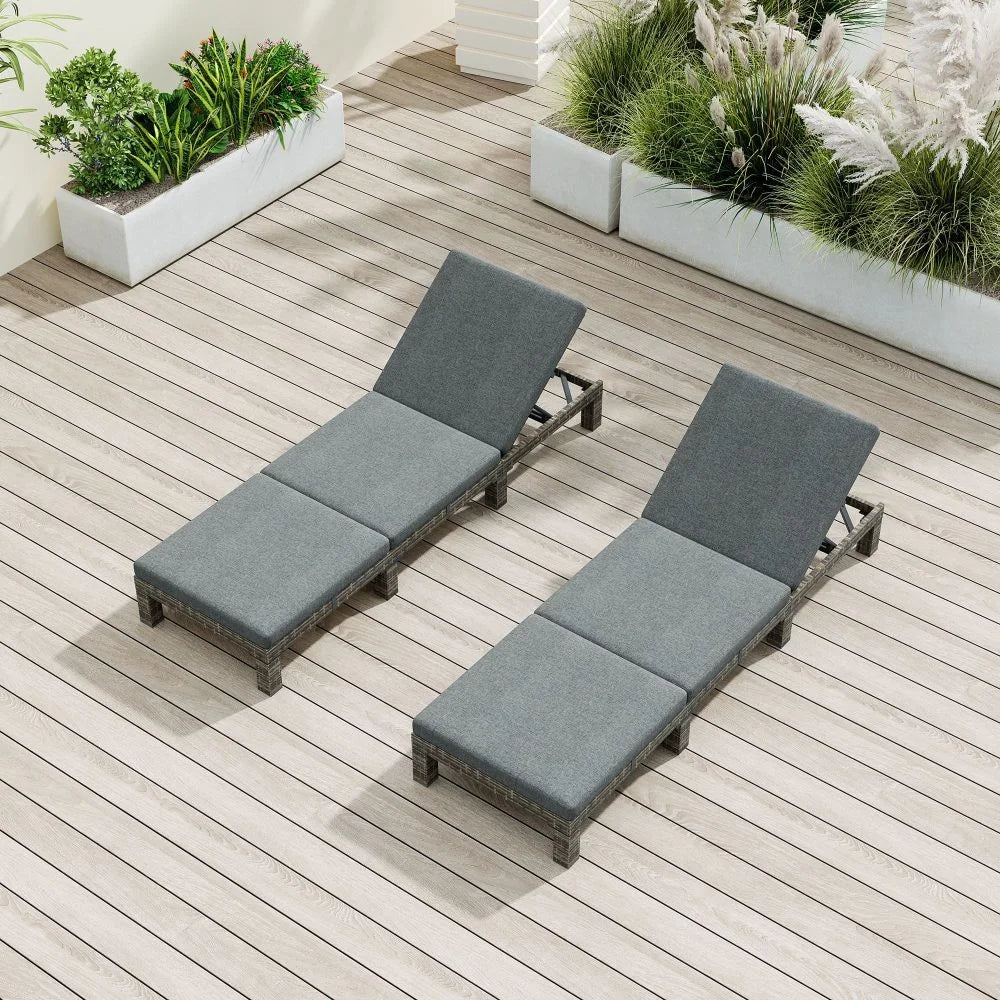 Sunbed Grey Rattan with Adjustable Recline - Furniture