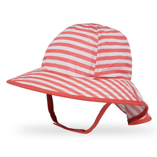 Sunday Afternoon Infant Sun Sprout Hat UPF50+ | Coral/White Stripe Baby (6-12mth)