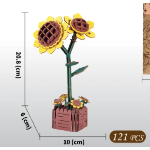 Sunflower DIY 3D Wooden Flower Puzzle Toy - Educational