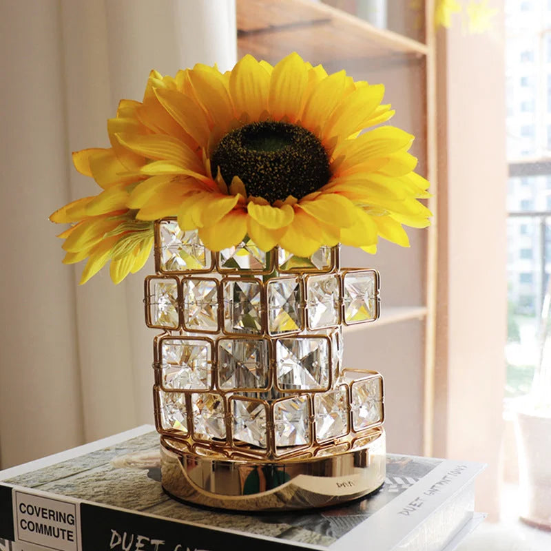 Sunflower LED Crystal Flower Table Lamp - USB Rechargeable