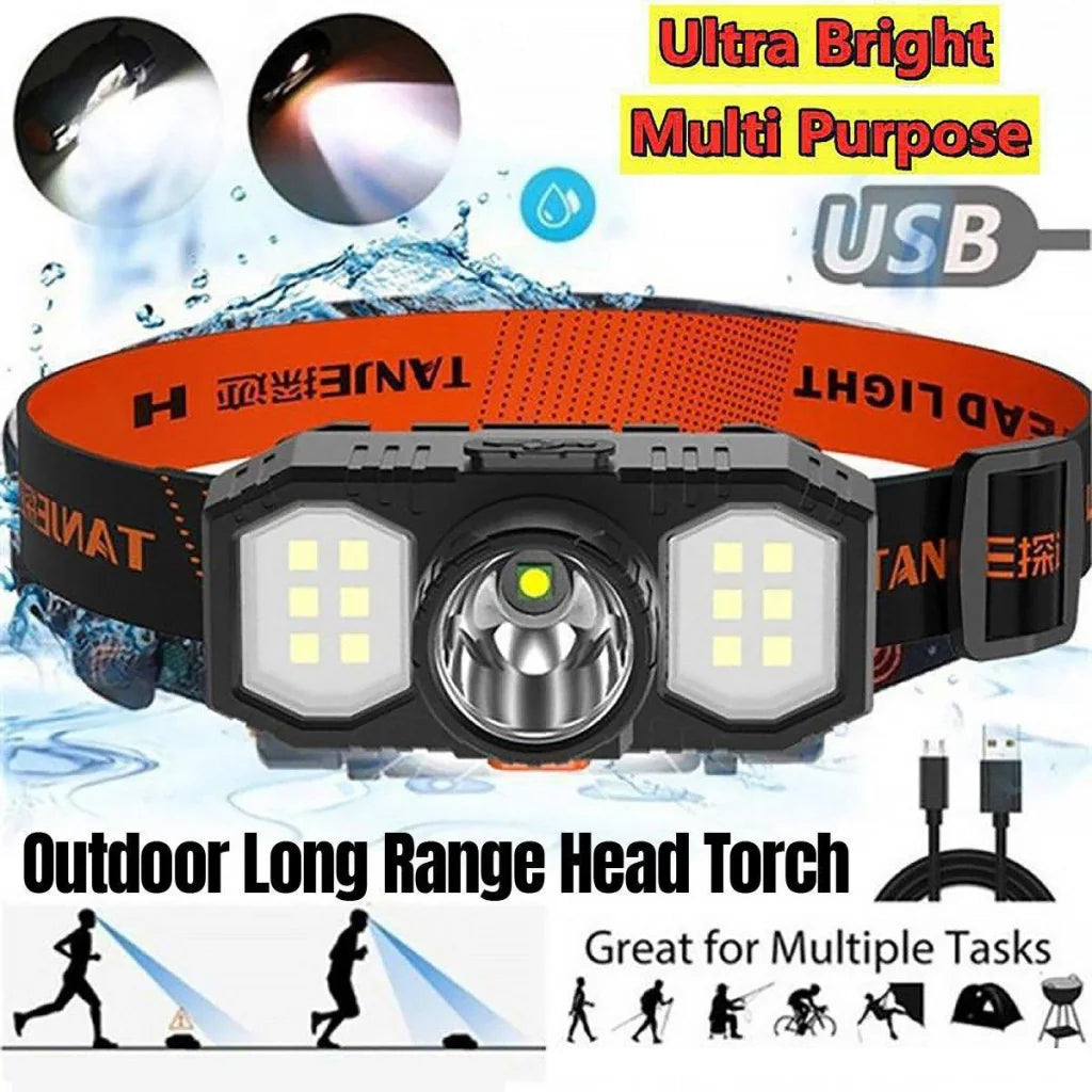 Super Bright Outdoor Head Headlight LED USB Rechargeable