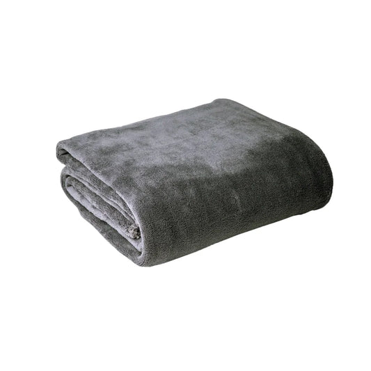 Super Soft Coral Fleece Blanket Single Grey - Hotel Living