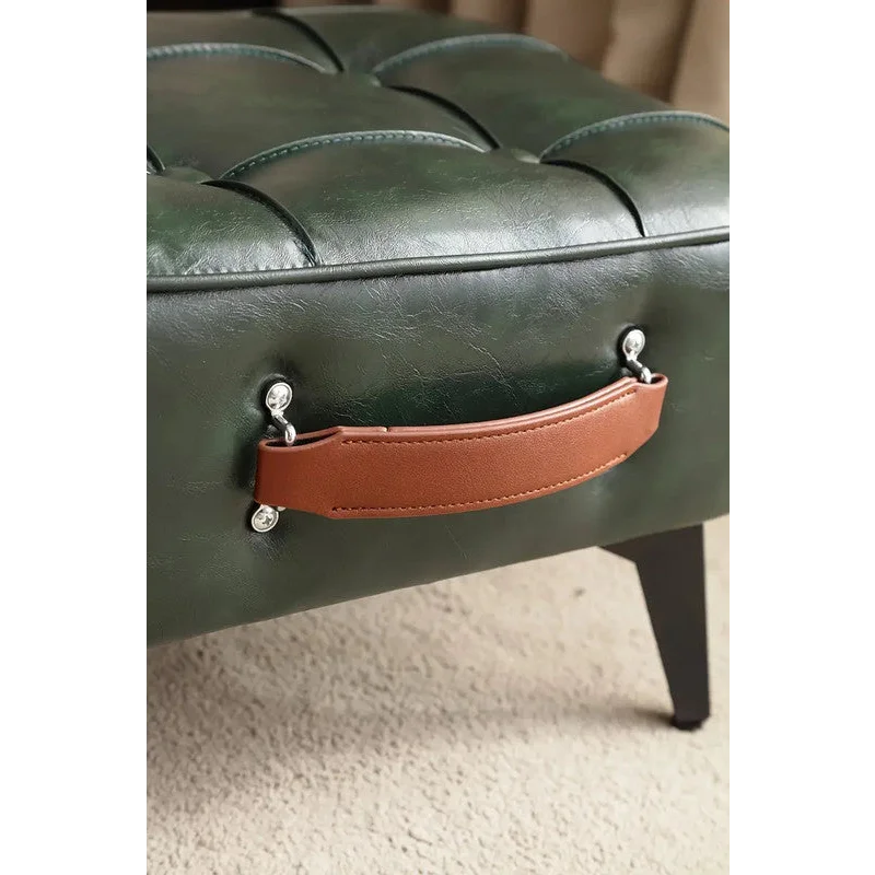 Super Soft Faux Leather Upholstered Seat - Green Black