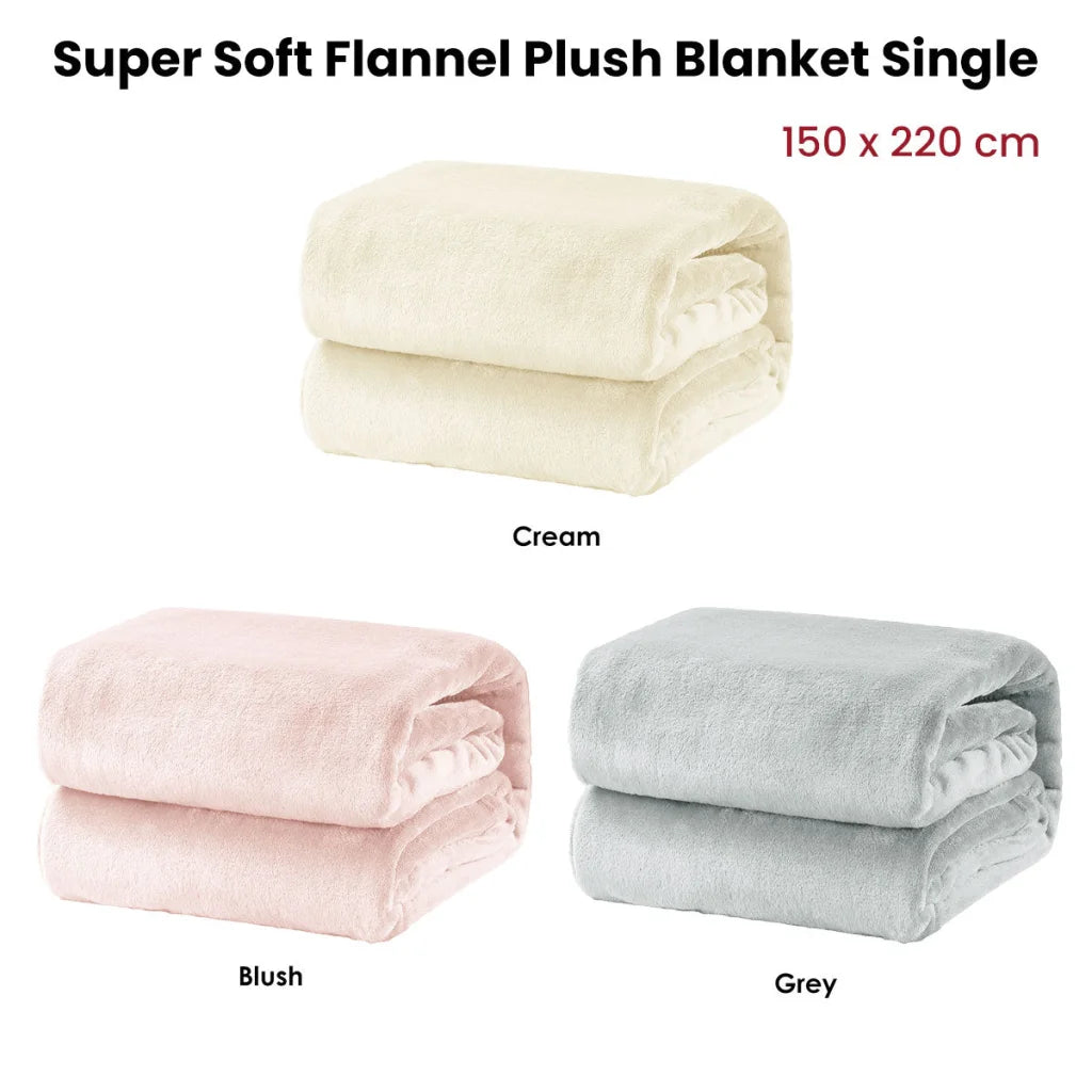 Super Soft Micro Flannel Plush Blanket Single 150 x 220 cm