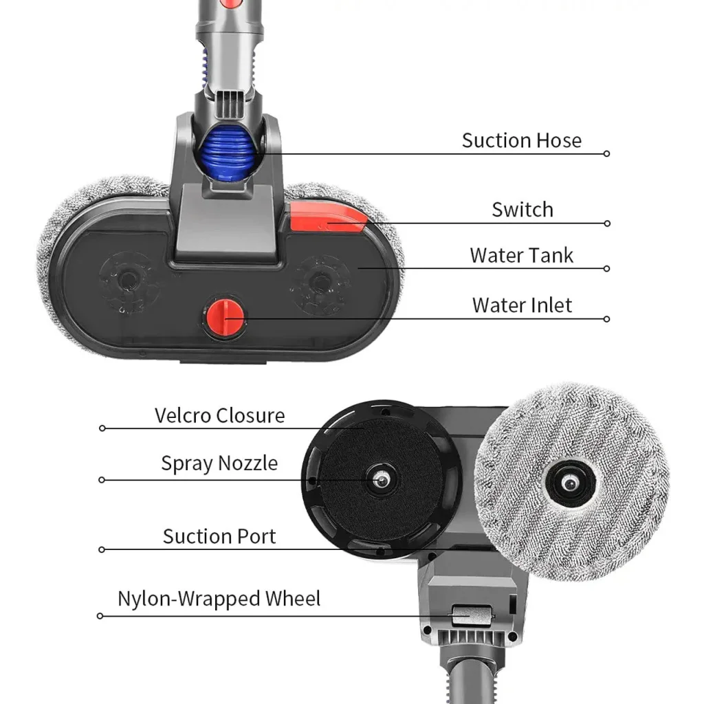 Vacuum mop attachment with dyson cleaners attachment appliances