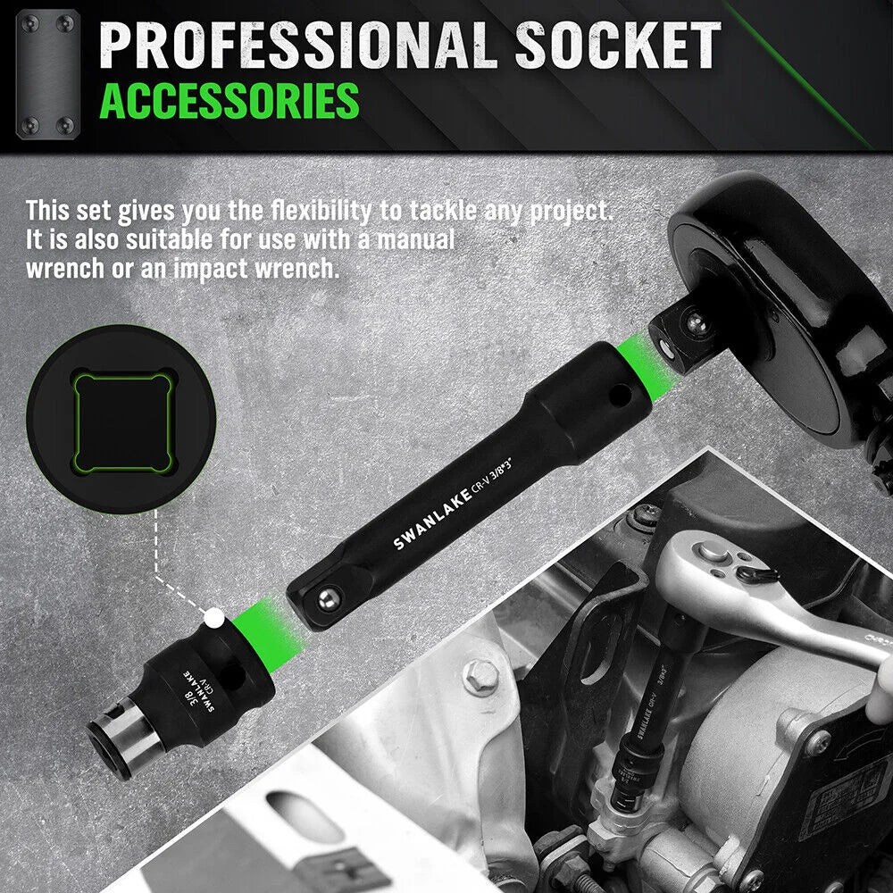 SWANLAKE 18Pcs Drive Tool Accessory Set with Extension Bars