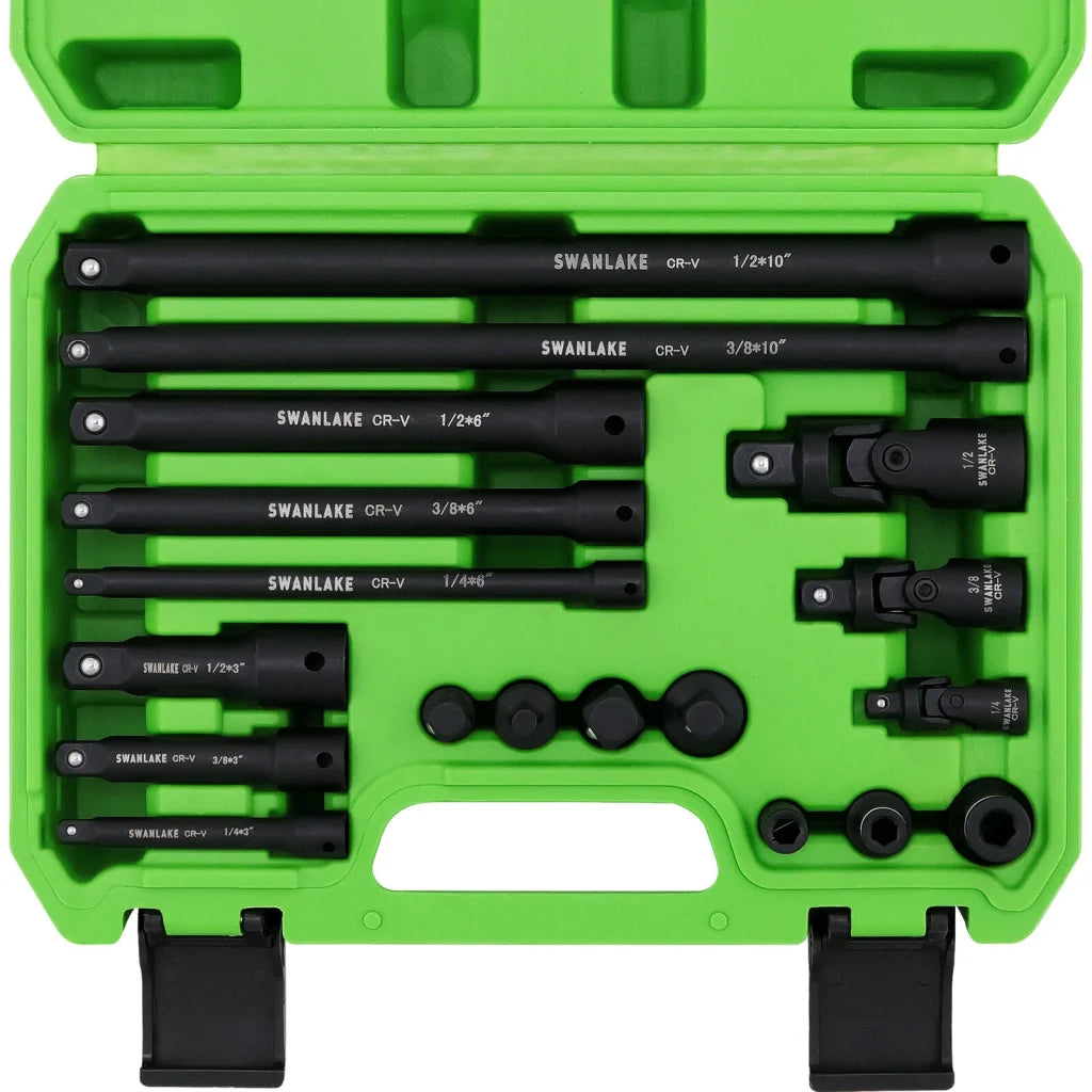 SWANLAKE 18Pcs Drive Tool Accessory Set with Extension Bars