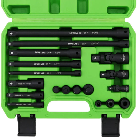 SWANLAKE 18Pcs Drive Tool Accessory Set with Extension Bars