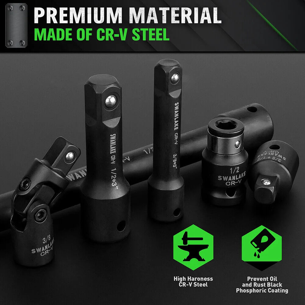 SWANLAKE 18Pcs Drive Tool Accessory Set with Extension Bars