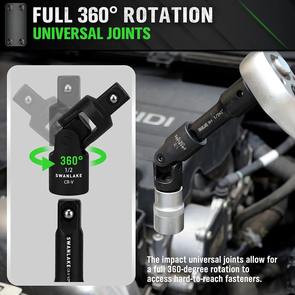 SWANLAKE 18Pcs Drive Tool Accessory Set with Extension Bars