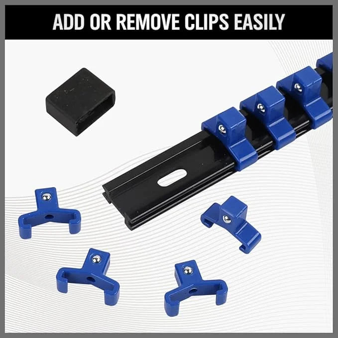 SWANLAKE Organizer Socket Holder 9PCS - 1/4-Inch x 48 Clips