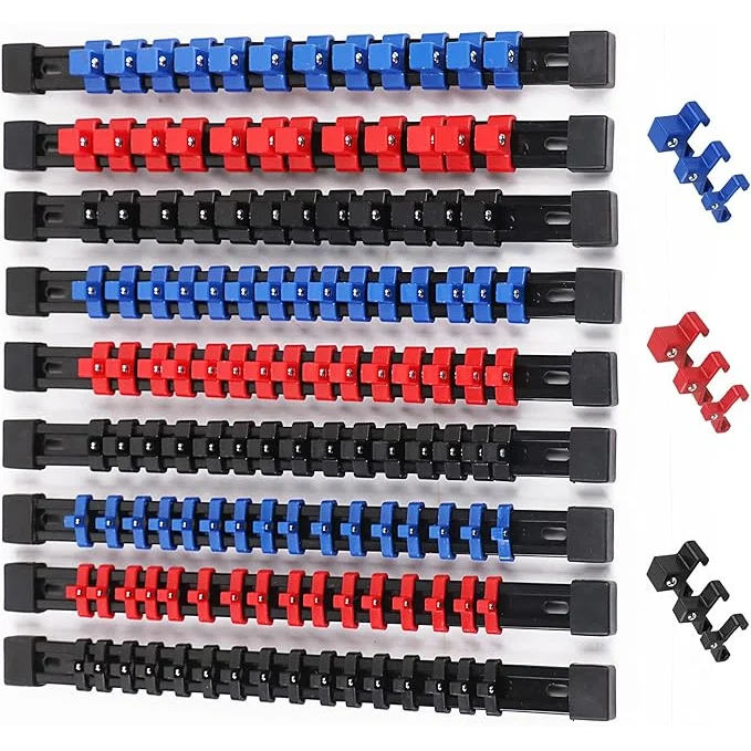 SWANLAKE Organizer Socket Holder 9PCS - 1/4-Inch x 48 Clips
