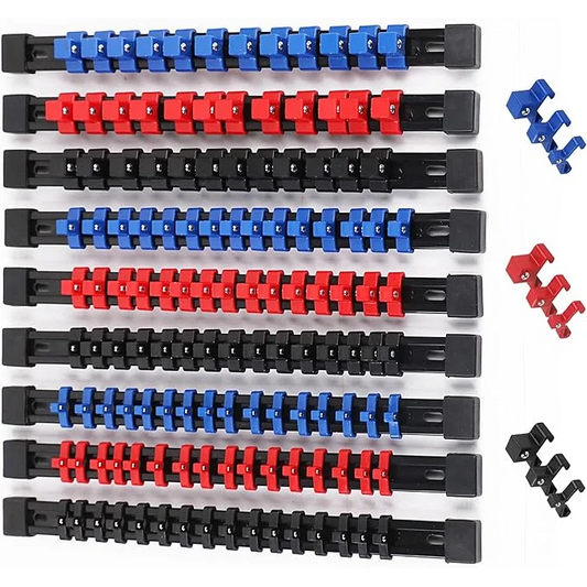 SWANLAKE Organizer Socket Holder 9PCS - 1/4-Inch x 48 Clips