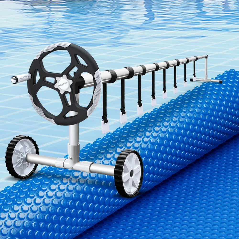 Swimming Pool Cover 600 Micron 7x4m with Roller 5.55m Solar