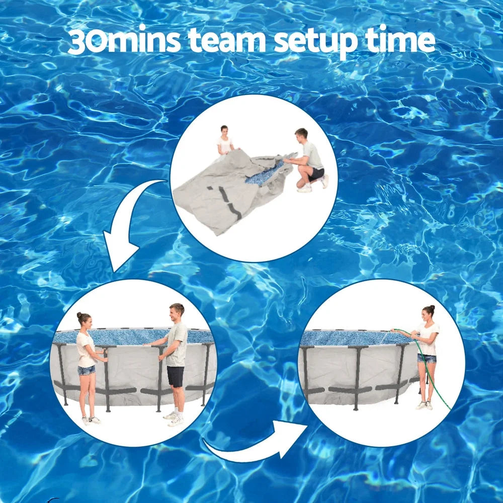 Swimming Pool Steel Frame 427x427x122cm Above Ground Pool