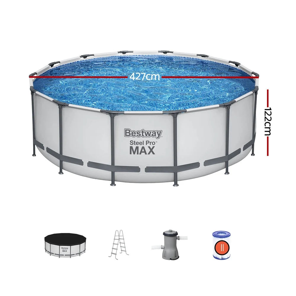 Swimming Pool Steel Frame 427x427x122cm Above Ground Pool