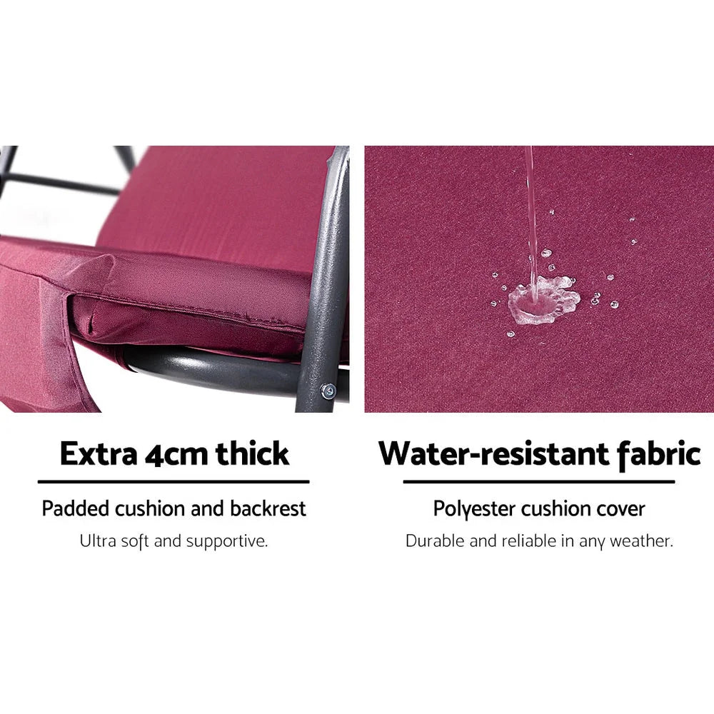 Swing Chair Hammock Outdoor 3 Seater Garden Canopy Bench