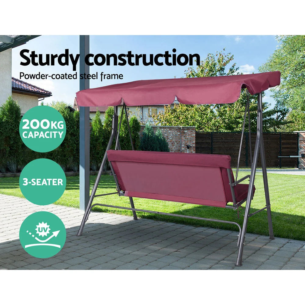 Swing Chair Hammock Outdoor 3 Seater Garden Canopy Bench