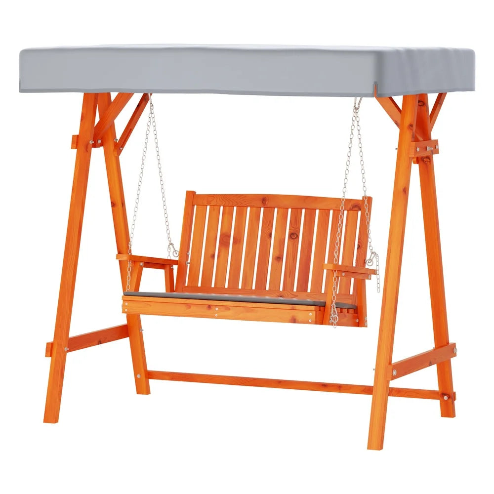 Swing Chair Wooden Garden Bench Canopy 2 Seater Outdoor