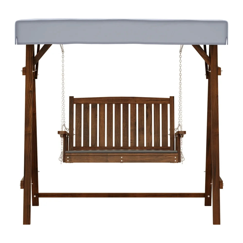 Swing Chair Wooden Garden Bench Canopy 2 Seater Outdoor