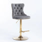 Swivel Bar Stool Set of 2 Height Adjustable Velvet Studs