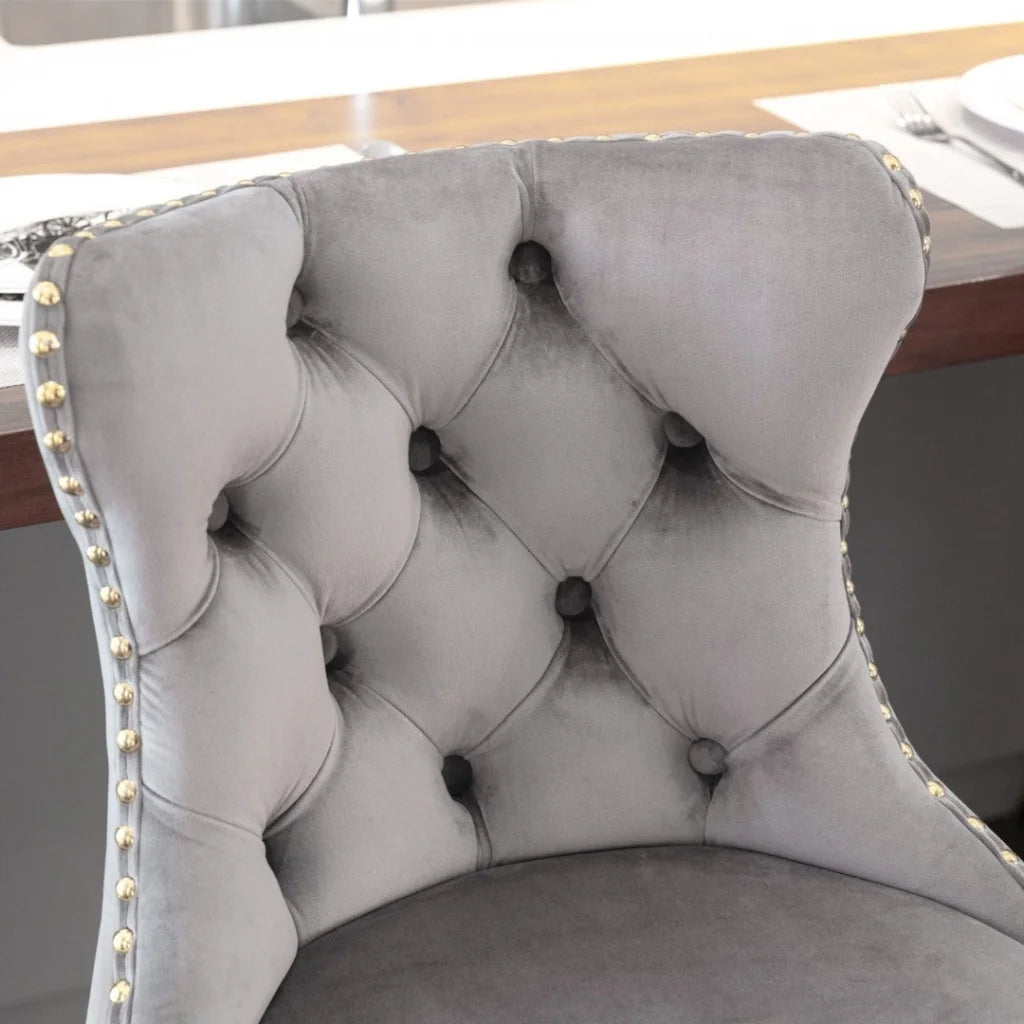 Swivel Bar Stool Set of 2 Height Adjustable Velvet Studs