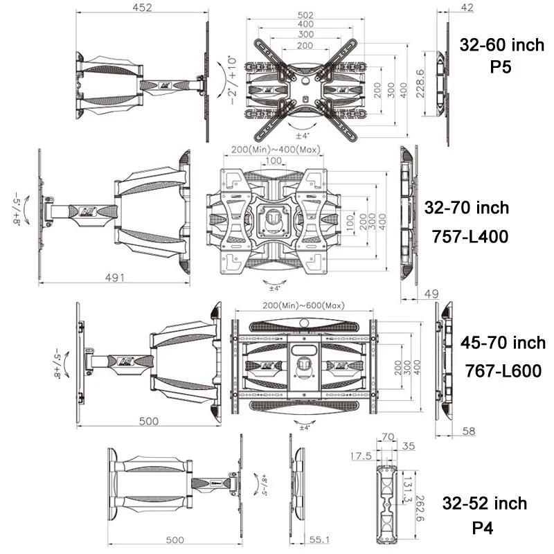 Swivel Tv Wall Mount for 32-60 Inch Screens - Appliances >