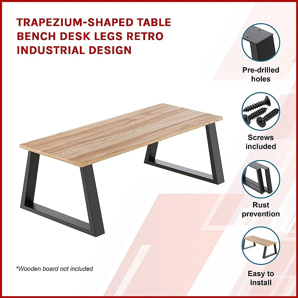 Table Bench Desk Legs Trapezium Shaped Retro Industrial