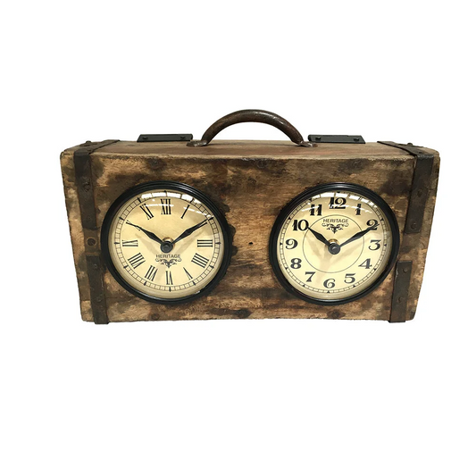 Table Clock - Brick Mould Dual Dial - Home & Garden