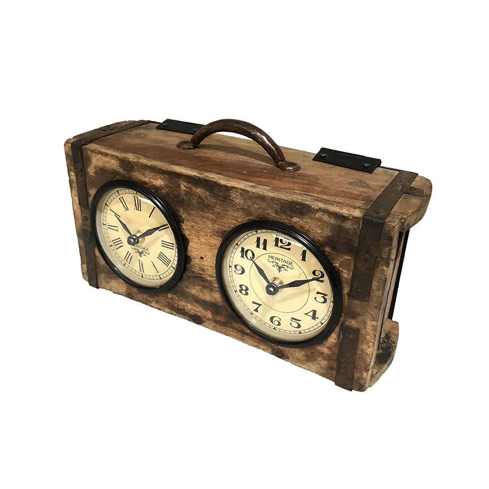 Table Clock - Brick Mould Dual Dial - Home & Garden