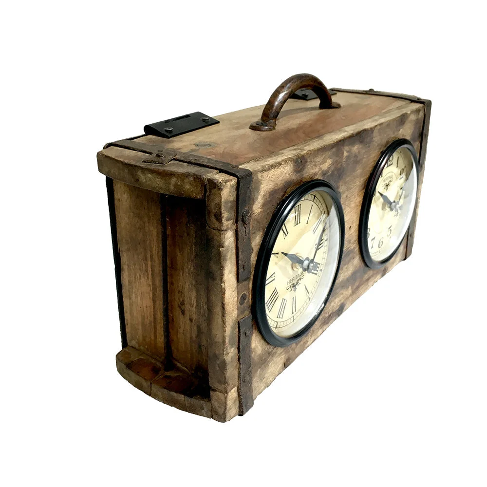 Table Clock - Brick Mould Dual Dial - Home & Garden