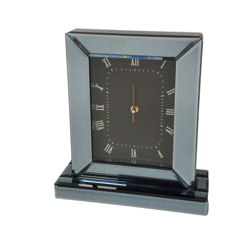 Table Clock Mirrored Smoke Grey - Home & Garden