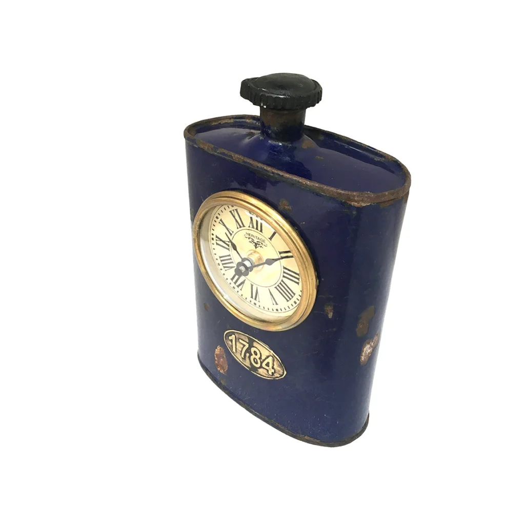 Table Clock - Old Iron Drinking Flask - Home & Garden