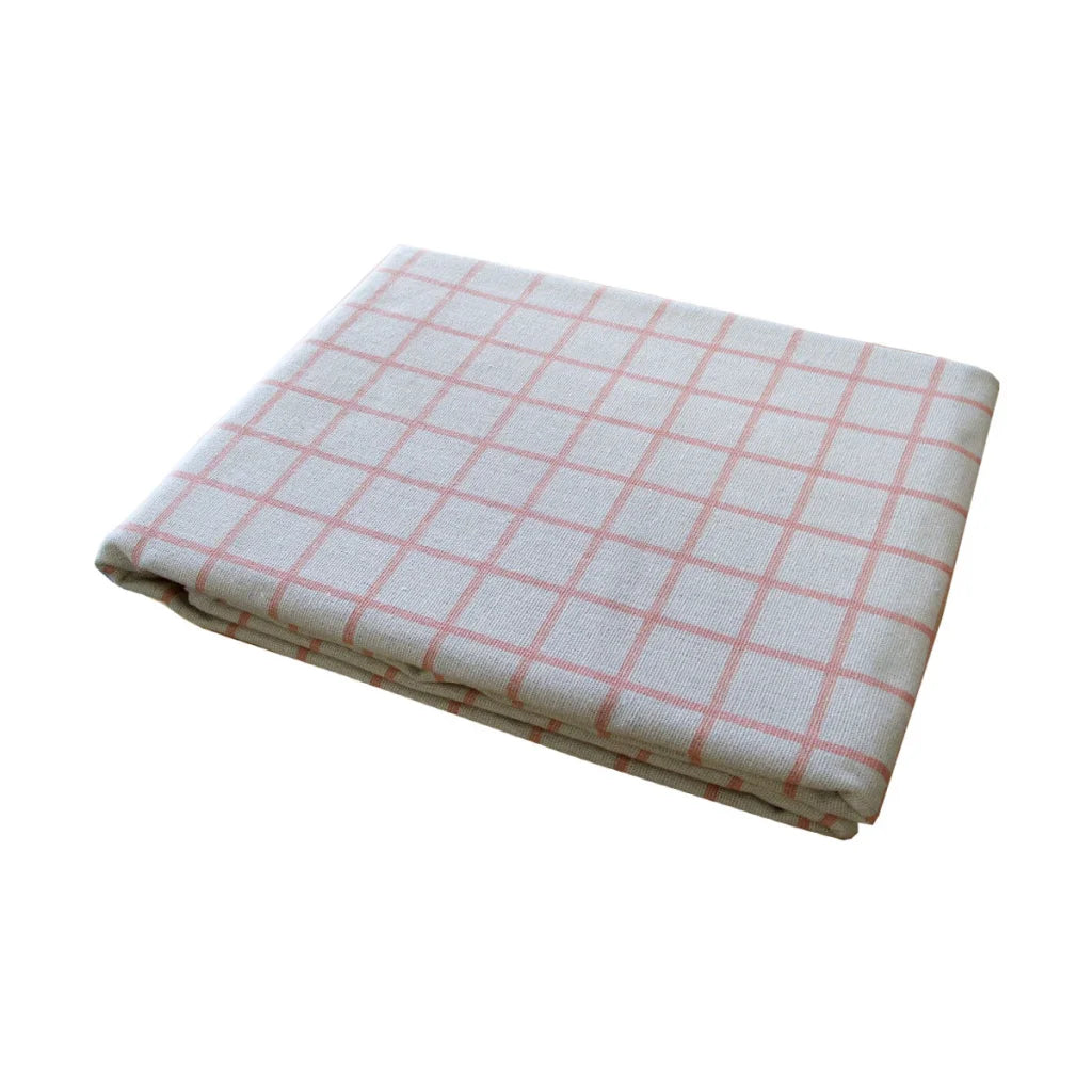 Table Cloth Cotton Grid Checks Oblong 130 x 180cm - Coral
