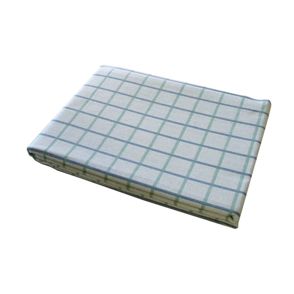 Table Cloth Cotton Grid Checks Oblong 150 x 230cm - Blue