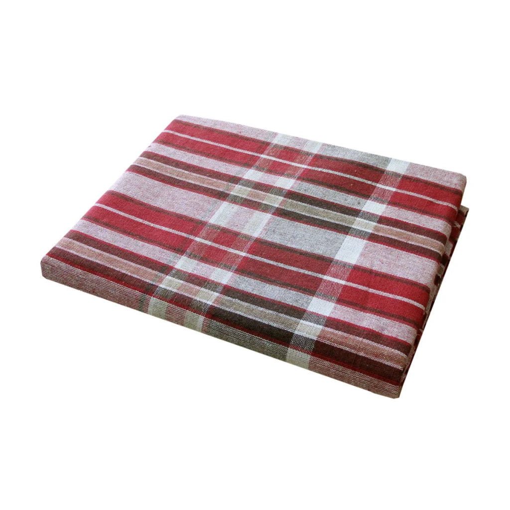 Table Cloth Cotton Plaid Checks Oblong 130 x 180cm - Red