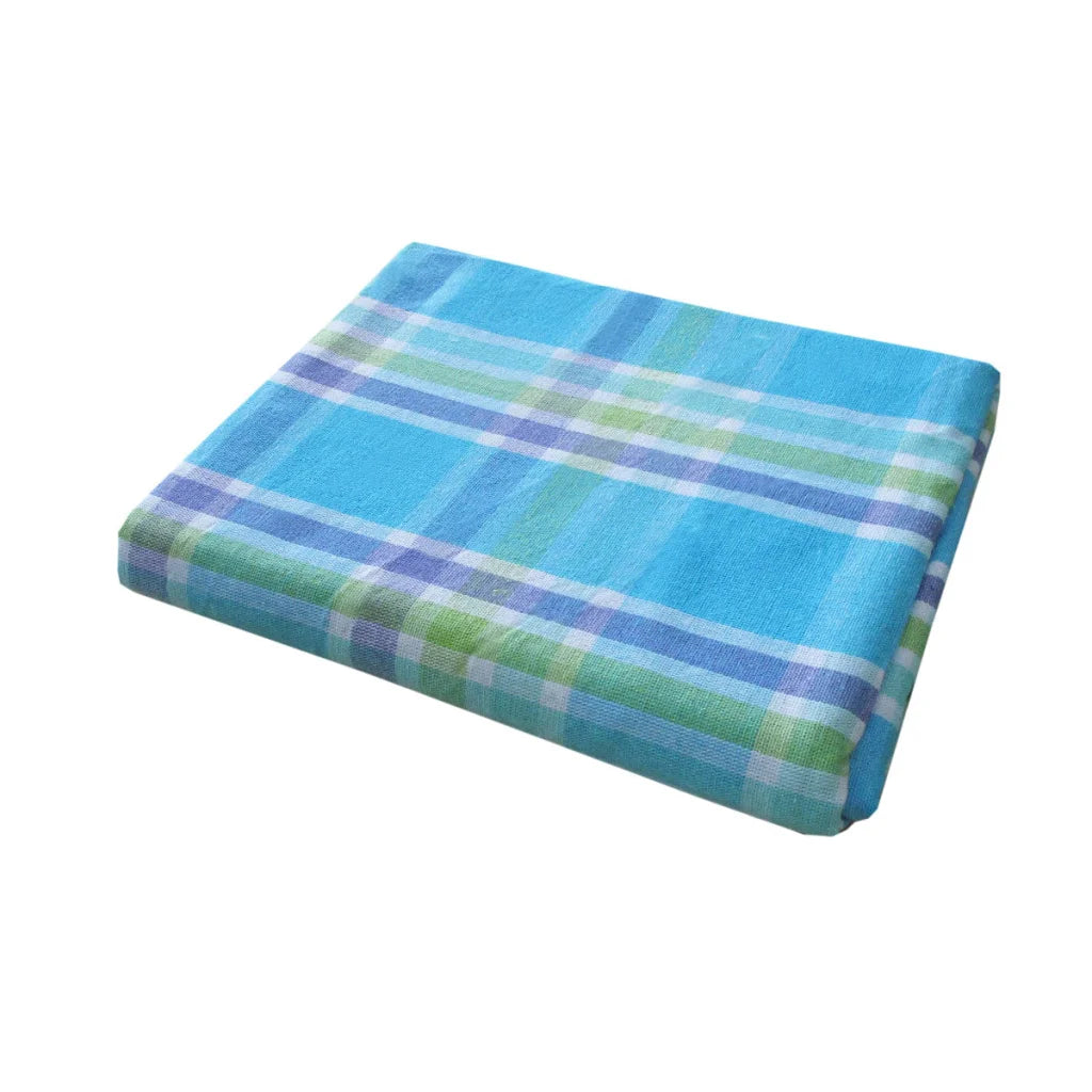 Table Cloth Cotton Plaid Checks Oblong 150 x 230cm - Blue