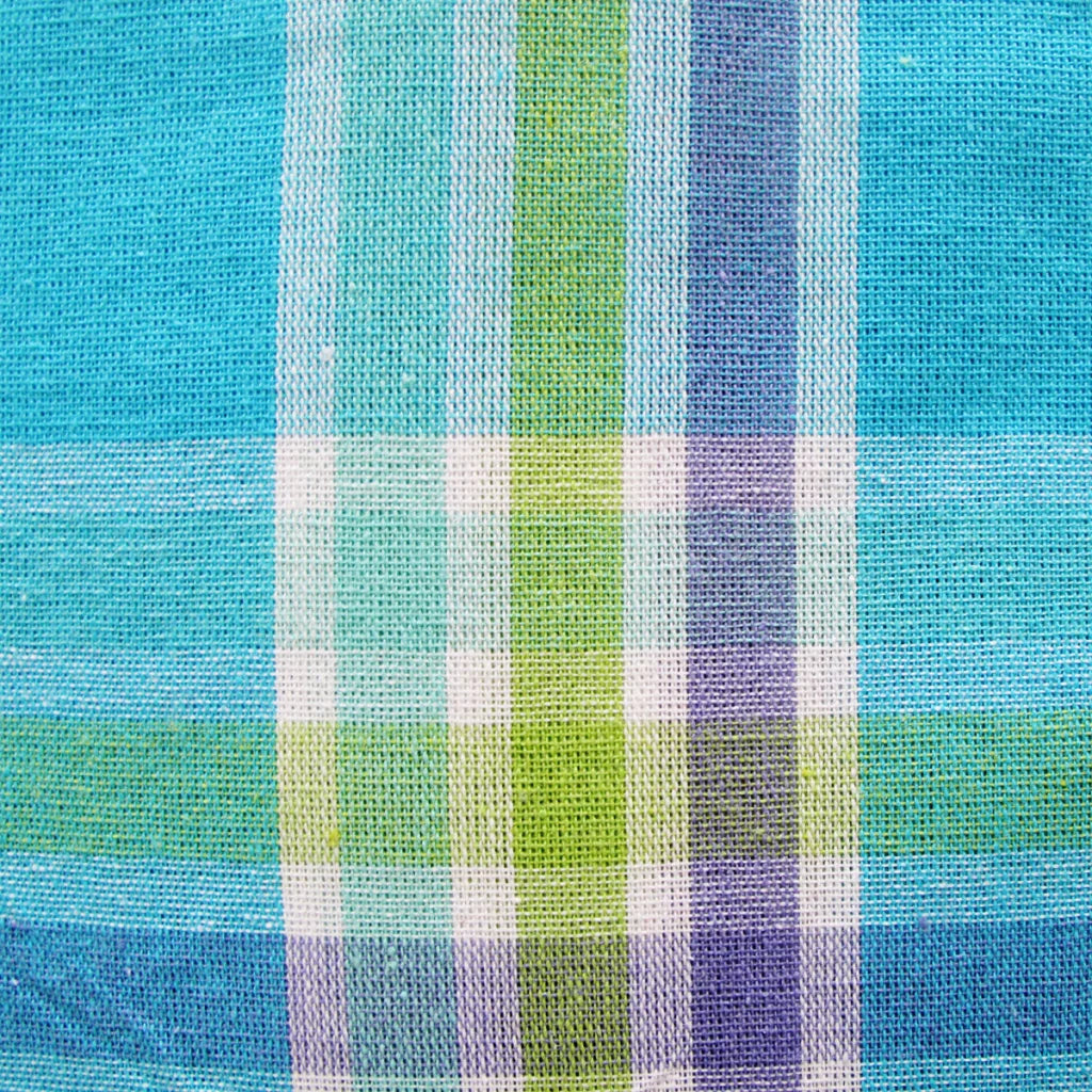 Table Cloth Cotton Plaid Checks Round 180cm Diameter - Blue