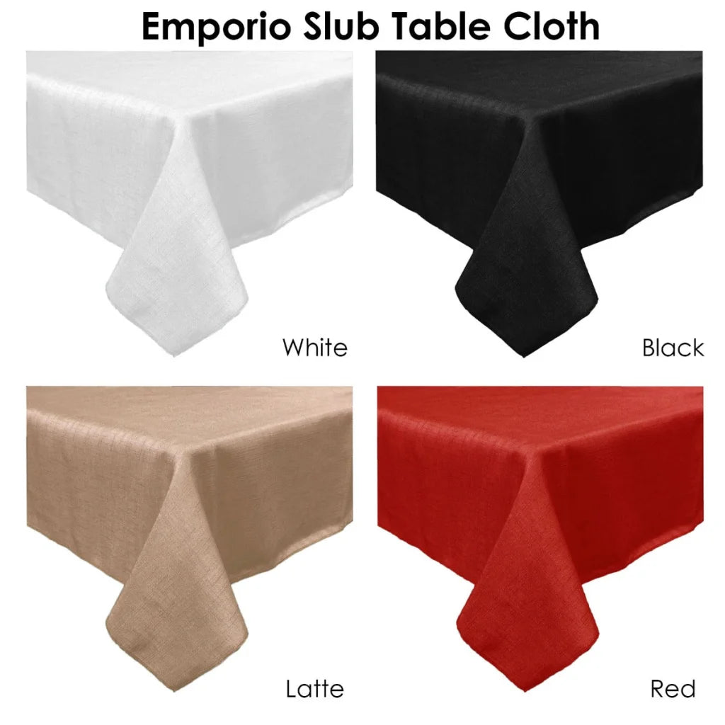Table Cloth Emporio Slub White 180 cm Round - Home & Garden