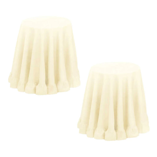 Table Cloth Ruffled Set of 2 Round 180cm Cream - Furniture