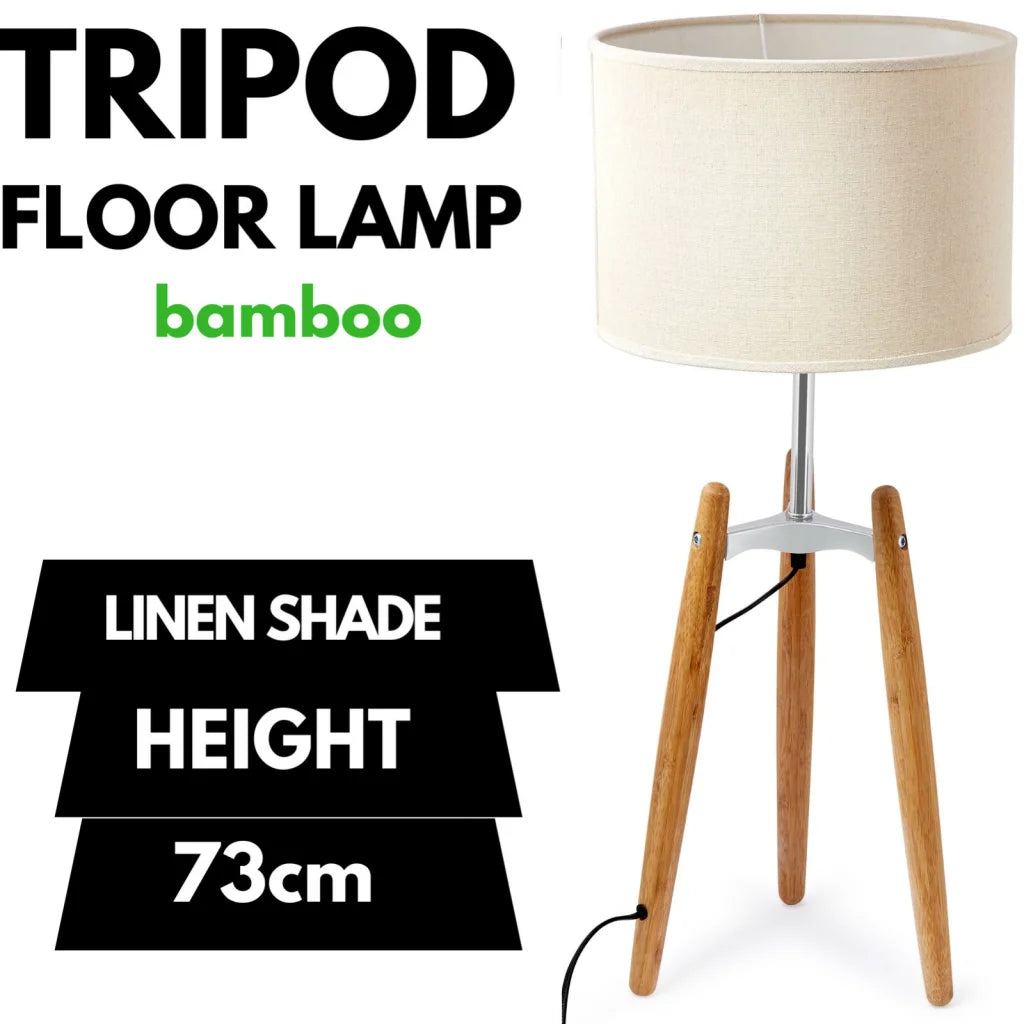 Table Lamp Bamboo Tripod 73cm Light Modern Vintage
