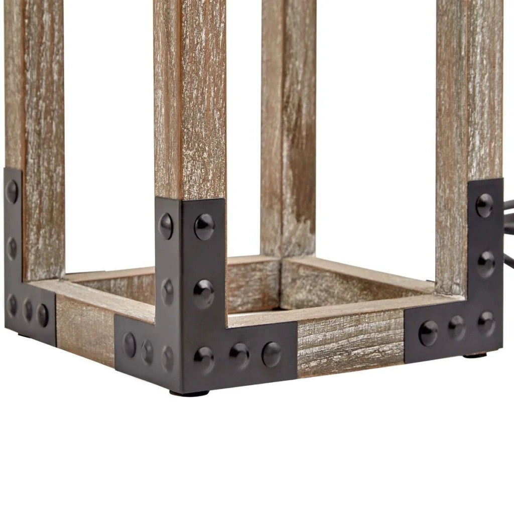Table Lamp Designer Wooden Modern Rustic Geo Industrial