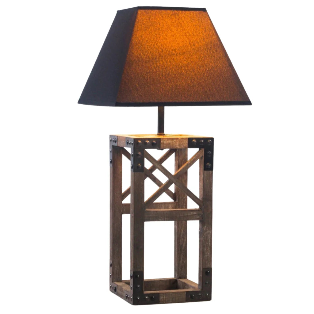 Table Lamp Designer Wooden Modern Rustic Geo Industrial