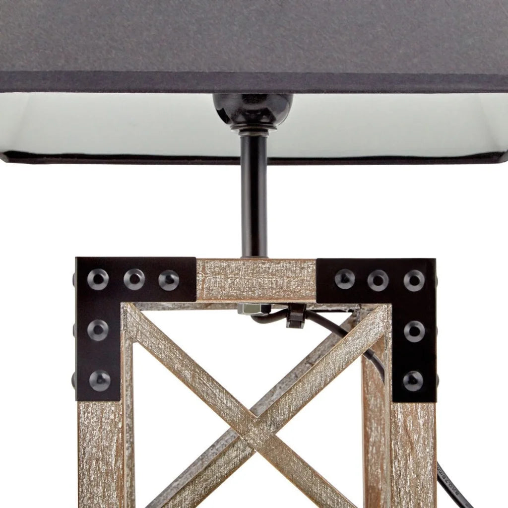 Table Lamp Designer Wooden Modern Rustic Geo Industrial