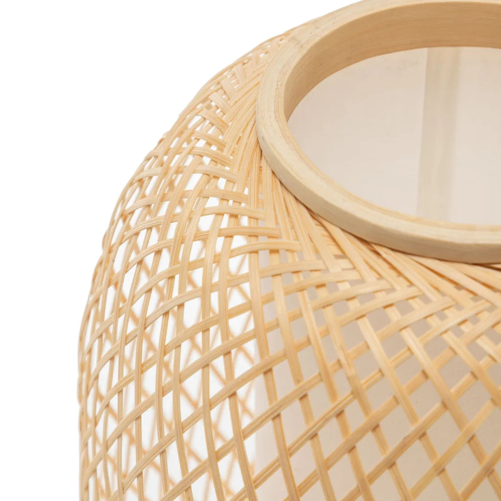 Table Lamp Natural Woven Bamboo Oval Light Shade Boho