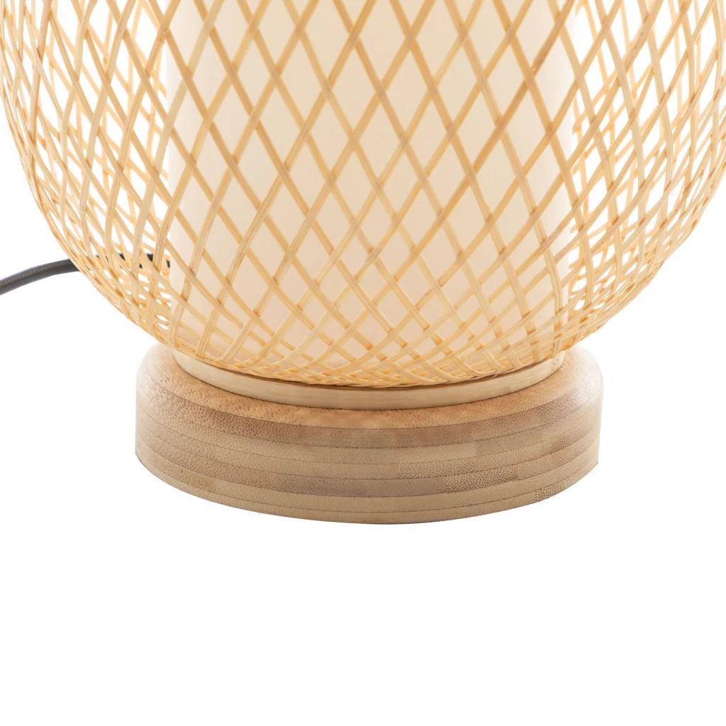 Table Lamp Natural Woven Bamboo Oval Light Shade Boho