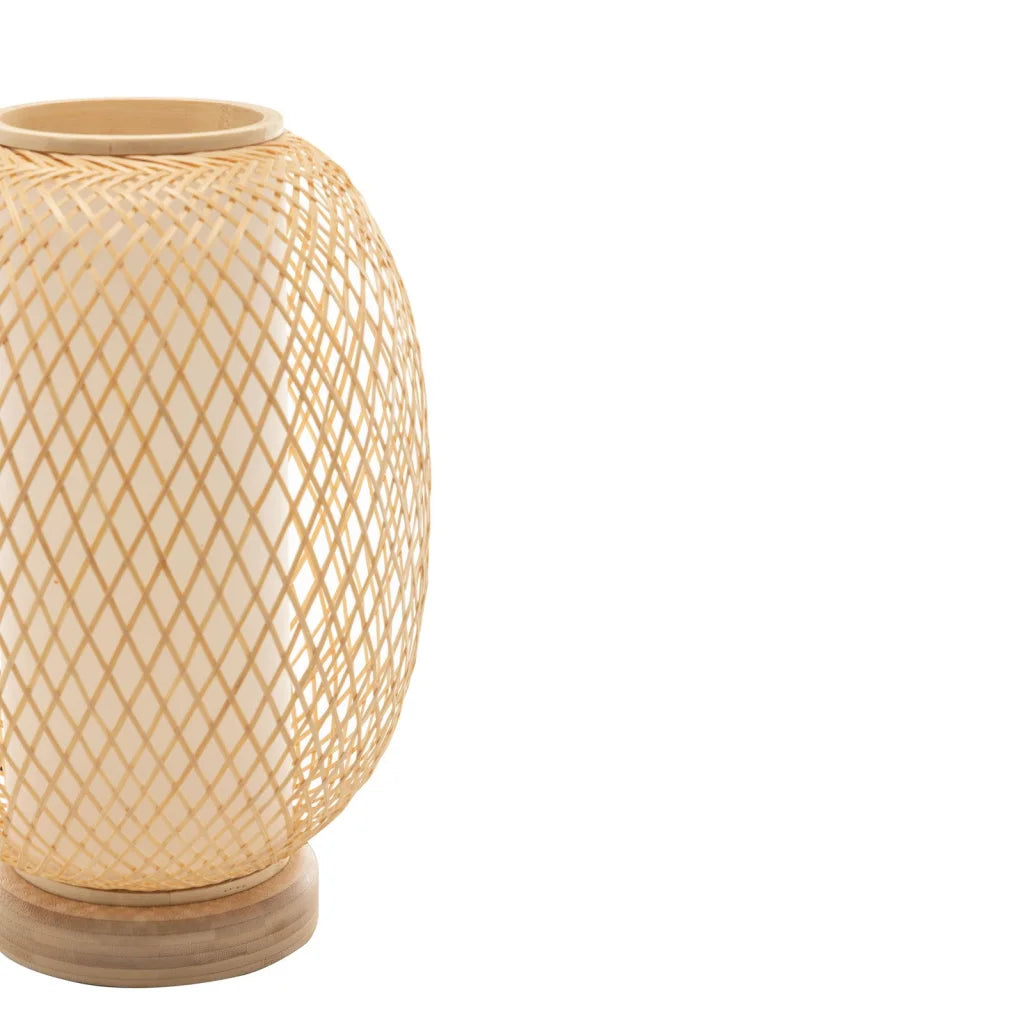 Table Lamp Natural Woven Bamboo Oval Light Shade Boho