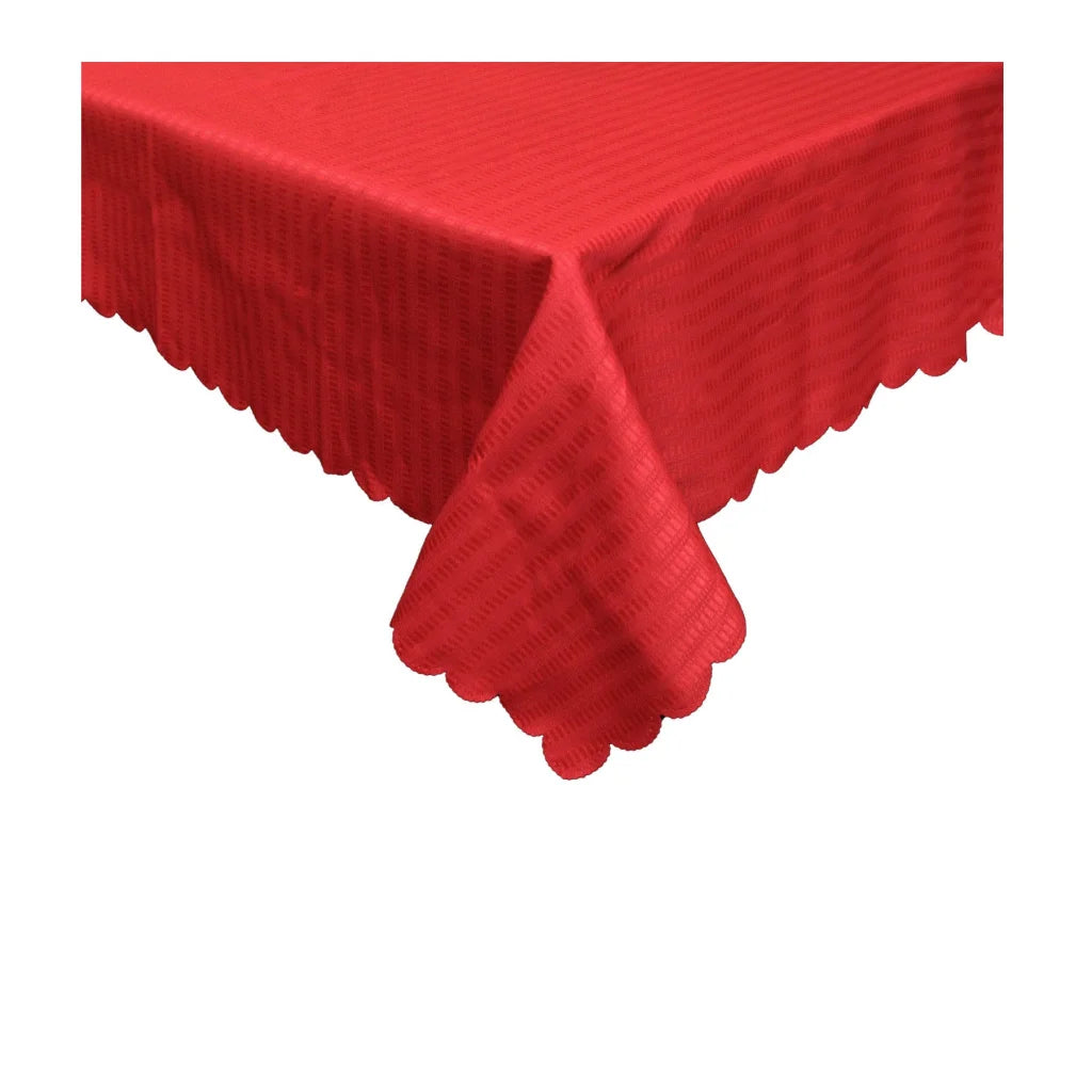 Tablecloth Jacquard Narrow Stripes Red 150 x 270 cm